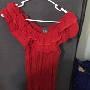 Off the shoulder red dress